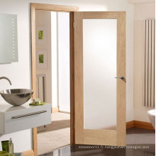 Porte de salle de bain vitrée en bois